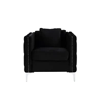 Bayberry Black Velvet Chair With 1 Pillow