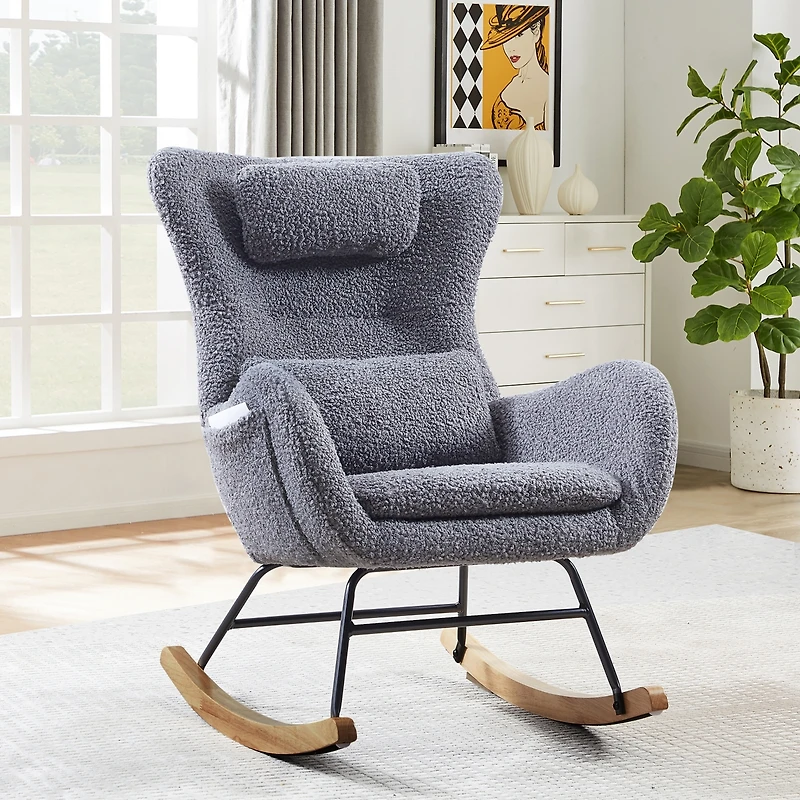 Streamdale Rocking Chair Nursery, Modern Rocking Chair With High Backrest