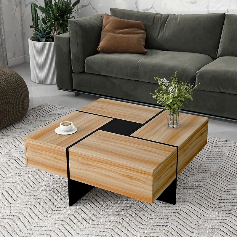 Streamdale Modern Coffee Table with Hidden Storage & Sliding Top