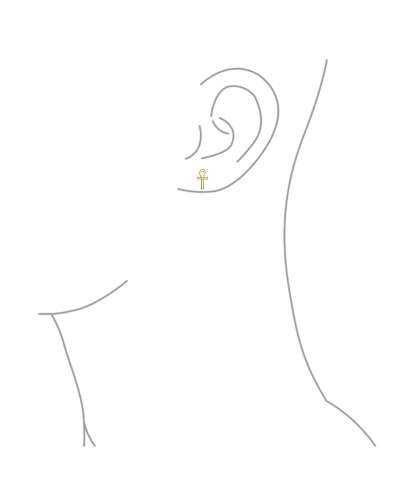 Bling Jewelry Minimalist Petite Delicate Religious Symbol of Life Egyptian Ankh Cross Stud Earrings 14k Gold 2.5 Microns Vermeil Sterling Silver