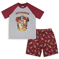 Harry Potter Boys Hogwarts Castle All Houses 2 Piece Raglan Pajama Set