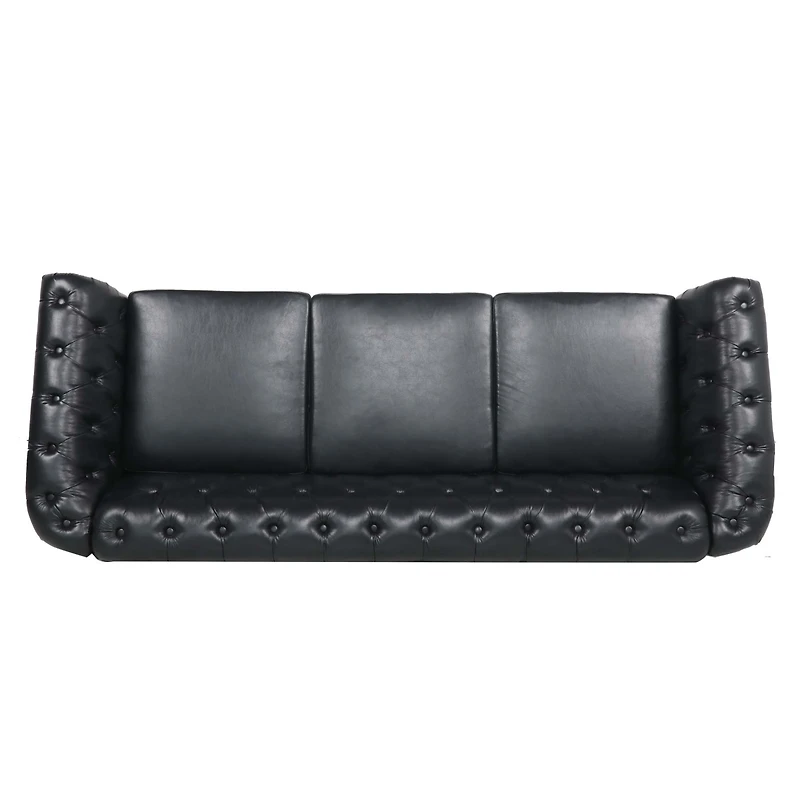 Streamdale 84.65" Pu Rolled Arm Chesterfield Three Seater Sofa