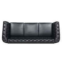 Streamdale 84.65" Pu Rolled Arm Chesterfield Three Seater Sofa