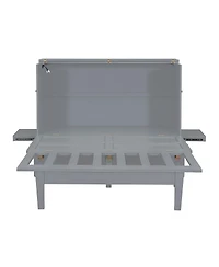 Simplie Fun Queen Murphy Bed With Usb Port And Removable Shelves On Each Side, White