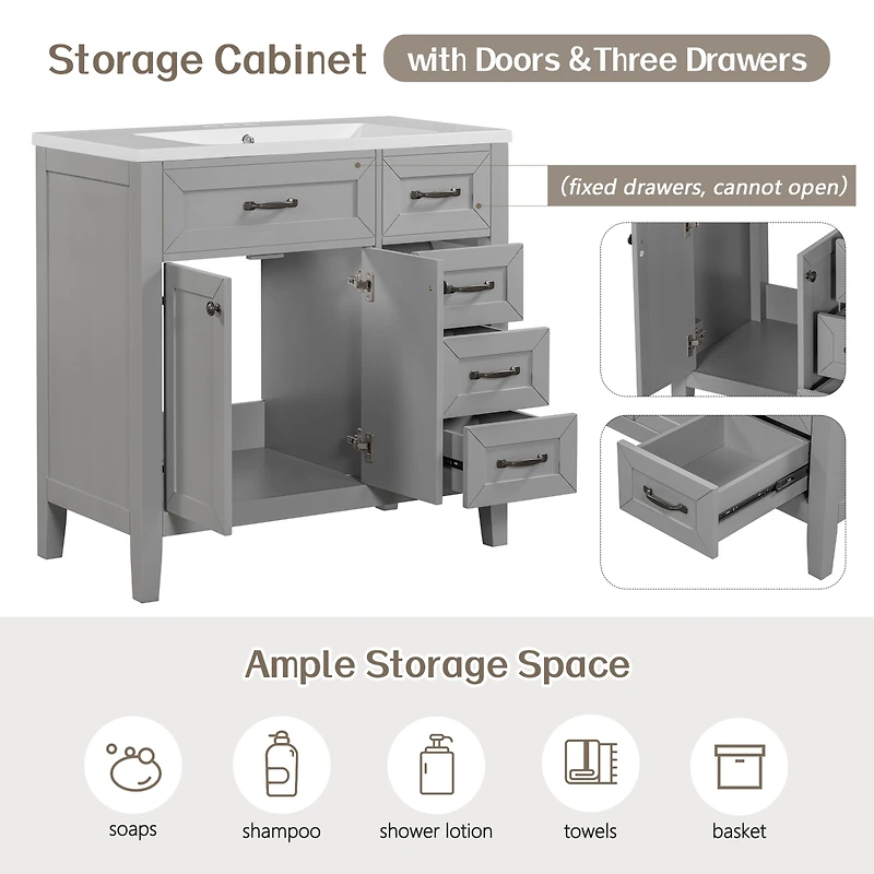 Streamdale 36" Bathroom Cabinet Base with Drawers