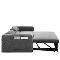 Streamdale Furniture 55" Modern Convertible Sofa Bed With 2 Detachable Arm Pockets, Velvet Loveseat Sofa With Pull Out
