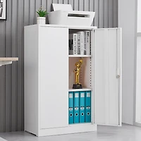 Streamdale Furniture Locking Metal Storage Cabinet with Shelf, White