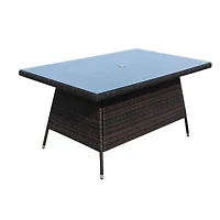 Streamdale Furniture Outdoor Patio Furniture Rectangular Dining Table With Clear Tempered Glass