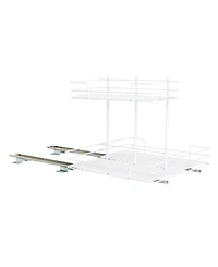 Household Essentials Glidez Paint-Finished Steel Pull-Out/Slide-Out Storage Organizer with Plastic Liners for Under Sink or Cabinet 2 -Tier Design