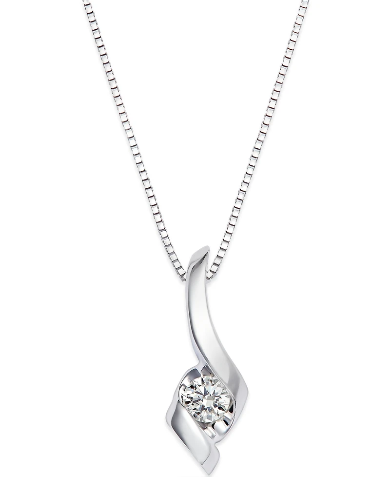 Sirena Diamond Swirl Pendant Necklace in 14k White Gold (1/10 ct. t.w.)