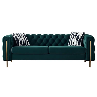 Streamdale Furniture Chesterfield Modern Tufted Velvet Living Room Sofa, 84.25" W Couch, Green