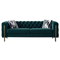 Streamdale Furniture Chesterfield Modern Tufted Velvet Living Room Sofa, 84.25" W Couch, Green