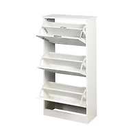Streamdale White Wooden Shoe Cabinet with 3 Flip Doors