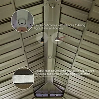 Aluminum Wood Grain Gazebo with Curtains & Netting