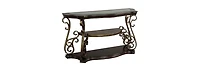 Streamdale Glass Sofa Table with Marble-Inspired Shelf