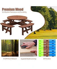 Streamdale Furniture 8 Person Wooden Picnic Table with Built-In Benches