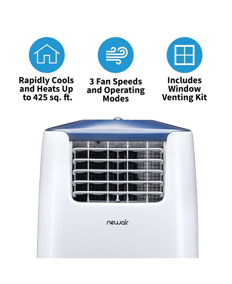 Newair Portable Air Conditioner and Heater, 14,000 Btus (8,500 BTU, Doe), Cools 525 sq. ft., Easy Setup Window Venting Kit and Remote Control