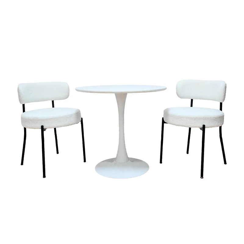 Simplie Fun Set of 2 White Mid Century Dining Chairs