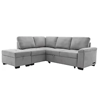 Simplie Fun L-Shaped Sleeper Sectional Sofa with Usb Charge