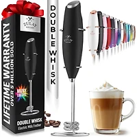 Double Whisk Milk Frother With Stand