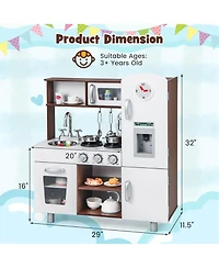 Kids Kitchen Playset Pretend Play Kitchen Toy with Realistic Sounds & Lights