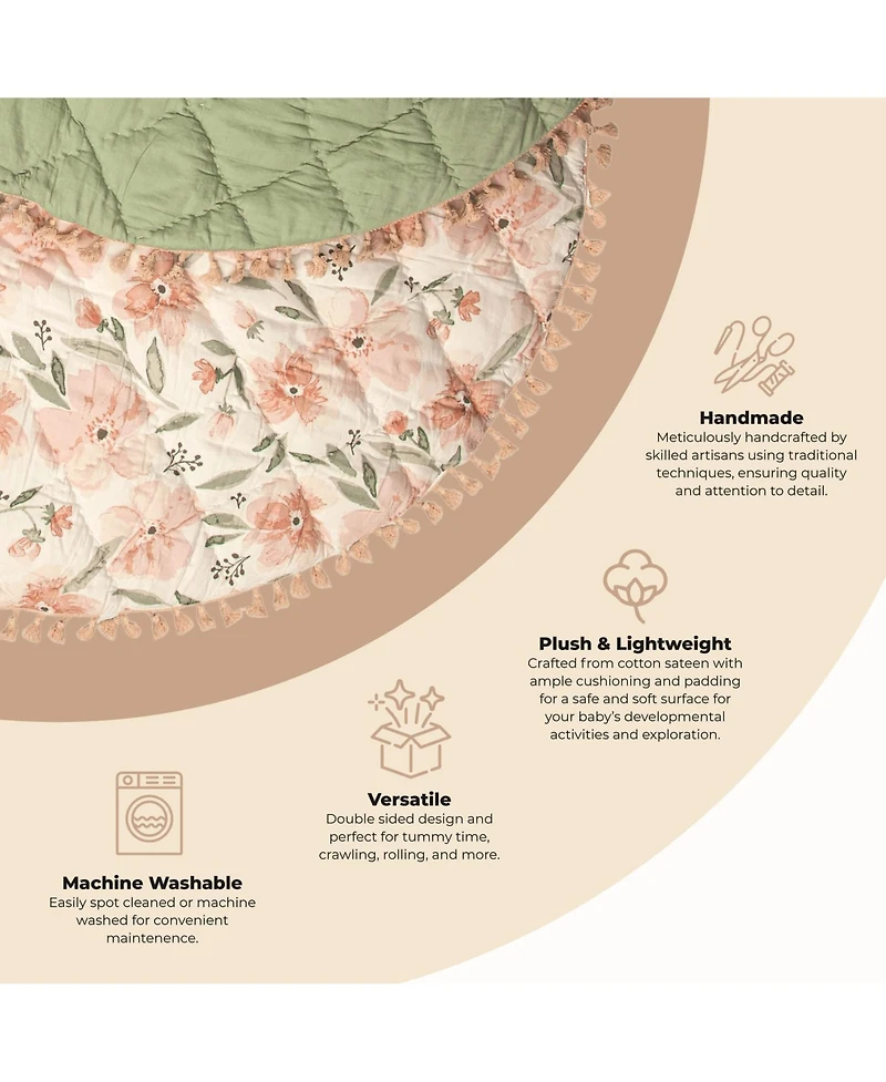 Crane Baby Baby Girls Parker Floral Quilted Playmat
