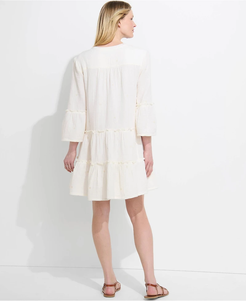 Lands' End Women's Gauze Tiered Dress