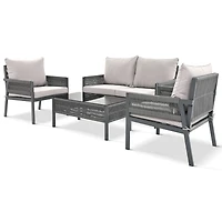Streamdale 4-Piece Grey Patio Furniture Set with Cushions