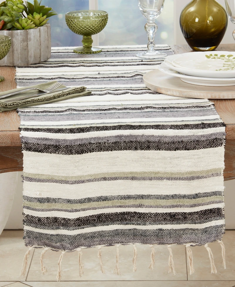 Saro Lifestyle Bohemian Bliss Striped Table Runner, 16"x72"