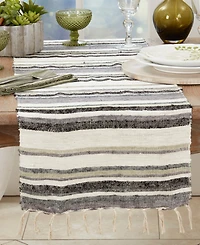 Saro Lifestyle Bohemian Bliss Striped Table Runner, 16"x72"