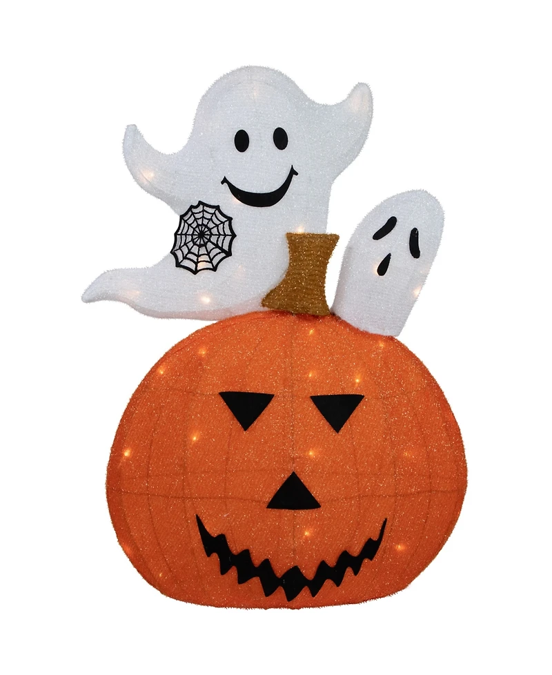 Northlight 27.5" Led Lighted Battery Operated Jack-o-Lantern and Ghosts Halloween Decoration
