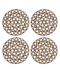 Saro Lifestyle Rustic Rattan Loop Placemat Set of 4,15"x15"