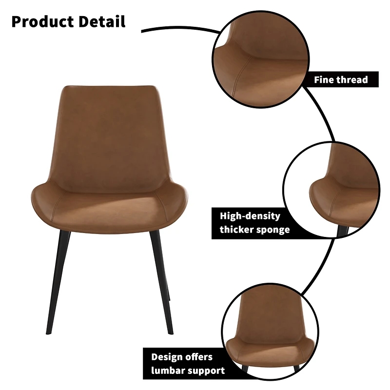 Streamdale Modern Metal Leg Dining Chair - Brown - 4 Pack
