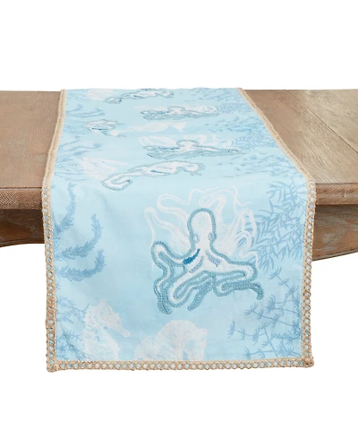 Saro Lifestyle Sealife Serenity Table Runner, 16"x72"