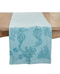 Saro Lifestyle Seashore Stonewashed Detail Table Runner, 16"x72"