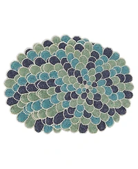Saro Lifestyle Peacock Glamour Beaded Placemat Set of 4,14"x14"