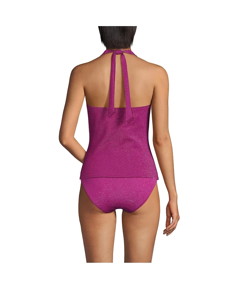 Lands' End Women's Chlorine Resistant Shine V-neck Halter Tankini Swimsuit Top