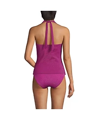 Lands' End Women's Chlorine Resistant Shine V-neck Halter Tankini Swimsuit Top
