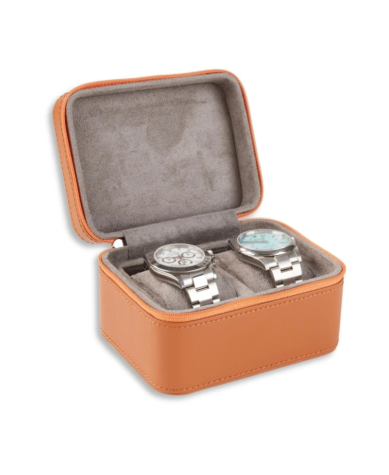 Bey-Berk Genuine Leather Two Watch Storage Case
