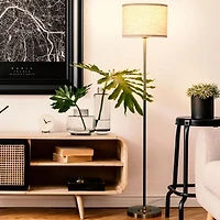 Emery Modern Led Standing Floor Lamp with White Drum Shade (60"), Bulb Included