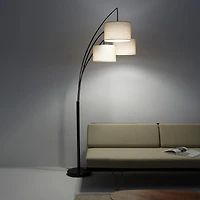 Trilage 84" Led Contemporary Arc Floor Lamp with Marble Base, Bulbs Included