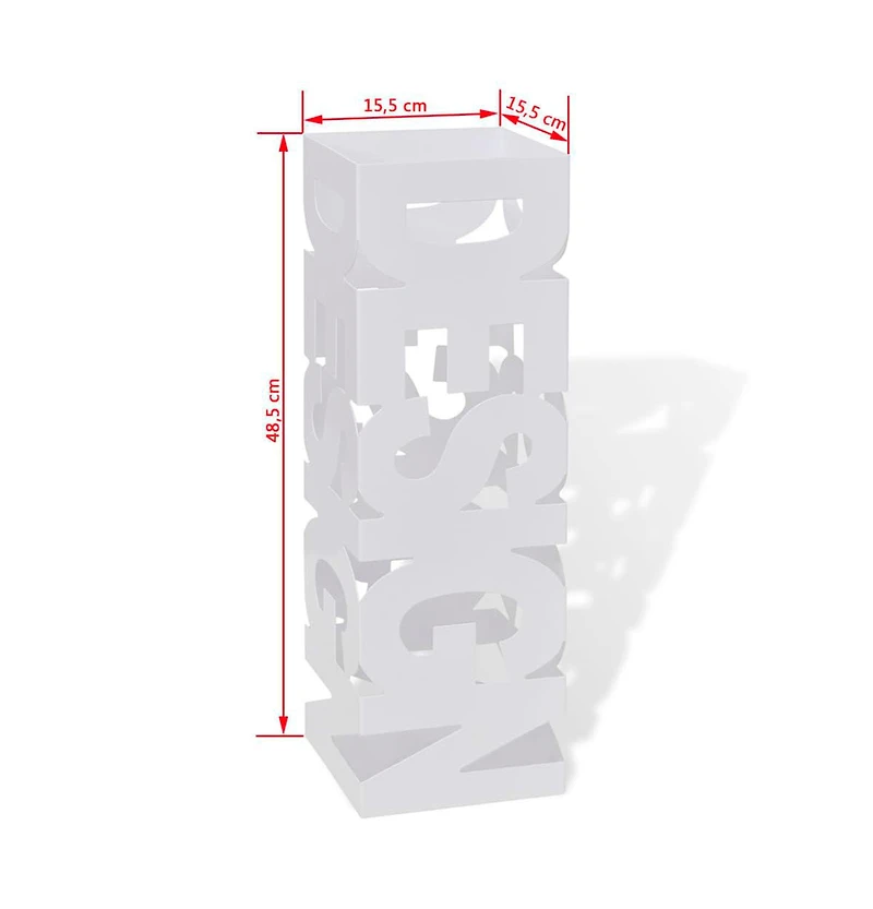 vidaXL White Square Umbrella Stand Storage Holder Walking Stick Steel 19.1