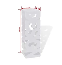 vidaXL White Square Umbrella Stand Storage Holder Walking Stick Steel 19.1
