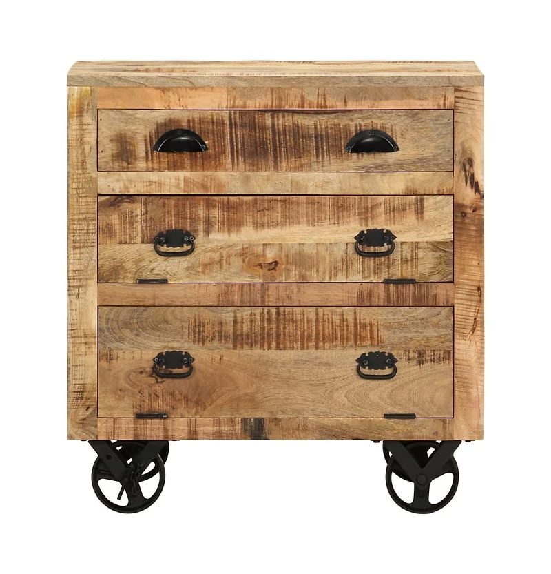 Side Cabinet with Wheel 27.6"x15.7"x29.5" Solid Mango Wood