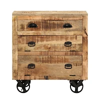 Side Cabinet with Wheel 27.6"x15.7"x29.5" Solid Mango Wood