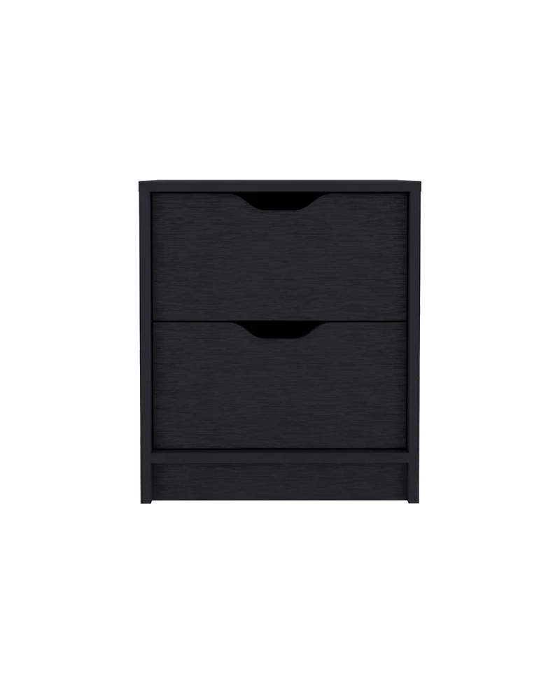 Streamdale Basilea 2 Drawers Nightstand, Pull Out System - Black