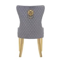 Streamdale Simba Gold 2 Piece Dining Chair Finish With Velvet Fabric In Dark Gray