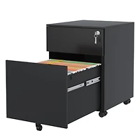 Streamdale Furniture Mobile File Cabinet with Lock, Fully Assembled, Black