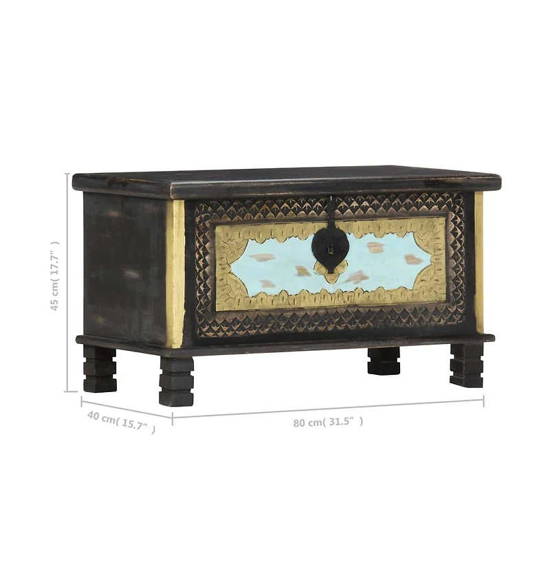 vidaXL Storage Chest Black 31.5"x15.7"x17.7" Solid Mango Wood