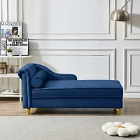 Streamdale Furniture Modern Upholstery Chaise Lounge Chair With Storage Velvet (Navy Blue)